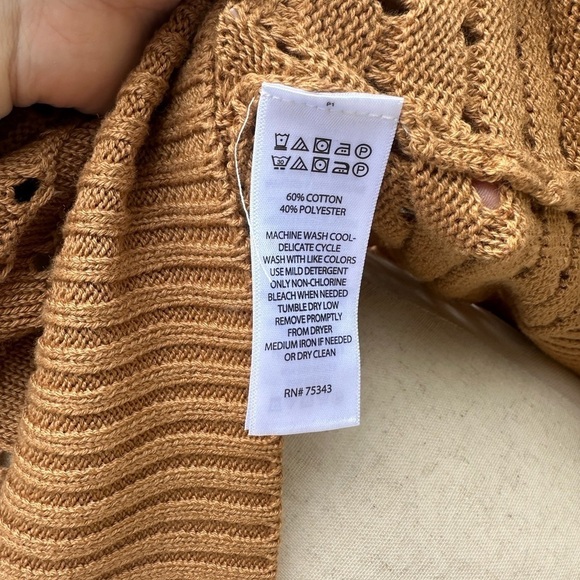 Joie Eyelet Cutout Collared Neckline Bronze Brown V Neckline Sweater - Picture 7 of 8